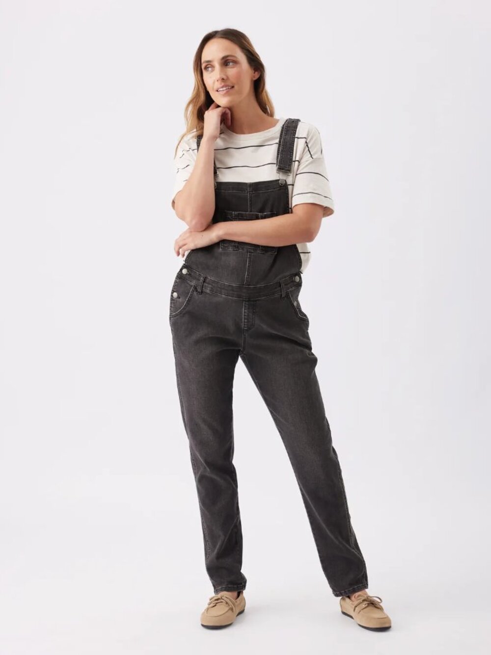Ripe Maternity Denim Overalls Black